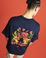 Shop Men's Navy Itachi X Susanoo Graphic Printed Oversized T-shirt-Front