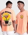 Shop Men's Orange Oh Snap Graphic Printed Oversized T-shirt-Front