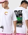Shop Men's White Old School Graphic Printed Oversized T-shirt-Front