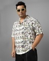 Shop Men's White All Over Printed Oversized Plus Size Shirt-Front