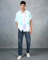 Shop Men's White & Blue Tie & Dye Oversized Shirt-Full