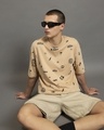 Shop Men's Brown Take it Easy All Over Printed Oversized T-shirt-Front