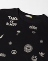 Shop Men's Black Peace Out All Over Printed Oversized T-shirt