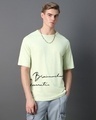 Shop Men's Green Gen Typography Oversized T-shirt-Front