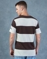 Shop Men's Brown & Beige Mickey Signature Striped Oversized T-shirt-Full