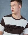 Shop Men's Brown & Beige Mickey Signature Striped Oversized T-shirt