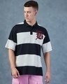 Shop Men's White & Black B Bold Striped Oversized Polo T-shirt-Design
