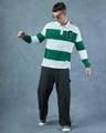 Shop Men's Green & White Champion Striped Oversized Polo T-shirt-Full