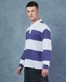 Shop Men's White & Blue Striped Oversized Polo T-shirt-Design