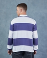 Shop Men's White & Blue Striped Oversized Polo T-shirt-Full
