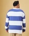 Shop Men's White & Blue Striped Oversized Plus Size Polo T-shirt-Design