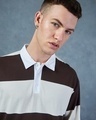 Shop Men's Brown & Beige Striped Oversized Polo T-shirt