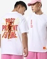 Shop Men's White Past Present Future Graphic Printed Oversized T-shirt-Front