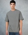 Shop Men's Black Textured Oversized T-shirt-Front
