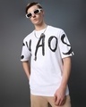Shop Men's White Chaos Typography Oversized T-shirt-Front
