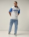 Shop Men's White & Blue Peanuts Graphic Printed Oversized Polo T-shirt-Full