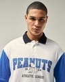 Shop Men's White & Blue Peanuts Graphic Printed Oversized Polo T-shirt