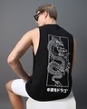 Shop Men's Black Shaun Graphic Printed Oversized Vest-Front