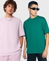 Shop Pack of 2 Men's Purple & Green Oversized T-shirt-Front