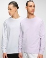 Shop Pack of 2 Men's White & Purple Oversized T-shirt-Front