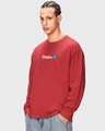 Shop Men's Red Otaku Typography Oversized T-shirt-Front