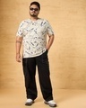 Shop Men's Beige All Over Printed Plus Size T-shirt-Full