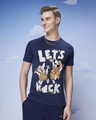Shop Men's Blue Rock N Roll Graphic Printed T-shirt-Front