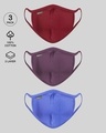 Shop Men's 2-Layer Everyday Protective Mask - Pack of 3 (Scarlet Red-Deep Purple-Blue Haze)-Front