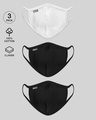 Shop Men's 2-Layer Everyday Protective Mask - Pack of 3 (White-Black-Black)-Front