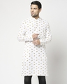 Shop Men's White All Over Printed Relaxed Fit Kurta-Design