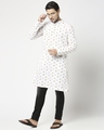 Shop Men's White All Over Printed Relaxed Fit Kurta