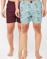 Shop Pack of 2 Men's Maroon & Blue All Over Printed Boxers-Front