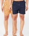 Shop Pack of 2 Men's Orange & Blue All Over Printed Boxers-Front