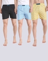 Shop Pack of 3 Men's Multicolor All Over Printed Cotton Boxers-Front