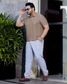 Shop Men's Almond Brown Textured Oversized Plus Size Polo T-Shirt