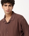 Shop Men's Almond Brown Textured Oversized Shirt