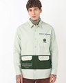 Shop Men's Green Graphic Printed Oversized Shirt-Front