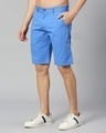 Shop Men's Aqua Blue Slim Fit Shorts-Front