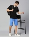 Shop Men's Aqua Blue Slim Fit Shorts-Full