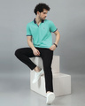 Shop Men's Aqua Green Polo T-shirt-Full