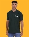 Shop Men's Army Green Fork You Printed Polo T-shirt-Front