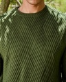 Shop Men's Army Green Textured Sweater