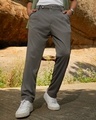 Shop Men's Ash Grey Checked Relaxed Fit Pants-Front