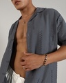 Shop Men's Ash Grey Embroidered Relaxed Fit Shirt