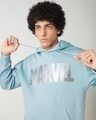 Shop Men's Ashley Blue Marvel Typography Oversized Hoodies