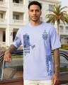 Shop Men's Baby Lavender Knight Challa Graphic Printed Oversized T-shirt-Front