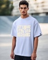 Shop Men's Baby Lavender Let's Make Typography Oversized T-shirt-Front