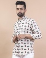 Shop Men's Beige All Over Fish Printed Relaxed Fit Shirt-Design