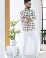 Shop Men's Beige All Over Fish Printed Relaxed Fit Shirt