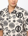 Shop Men's Beige Avengers All Over Printed Oversized Shirt